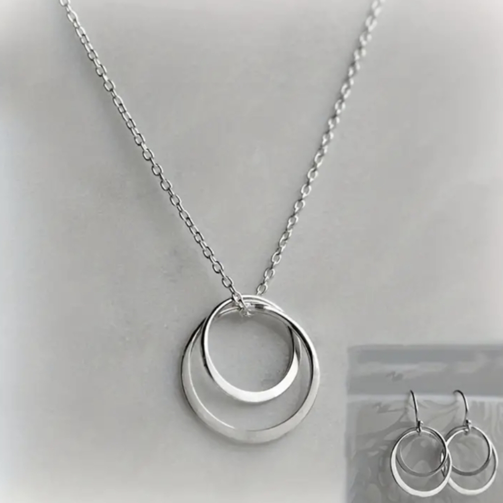 Brand New Silver Color Women's Earrings & Necklace Set